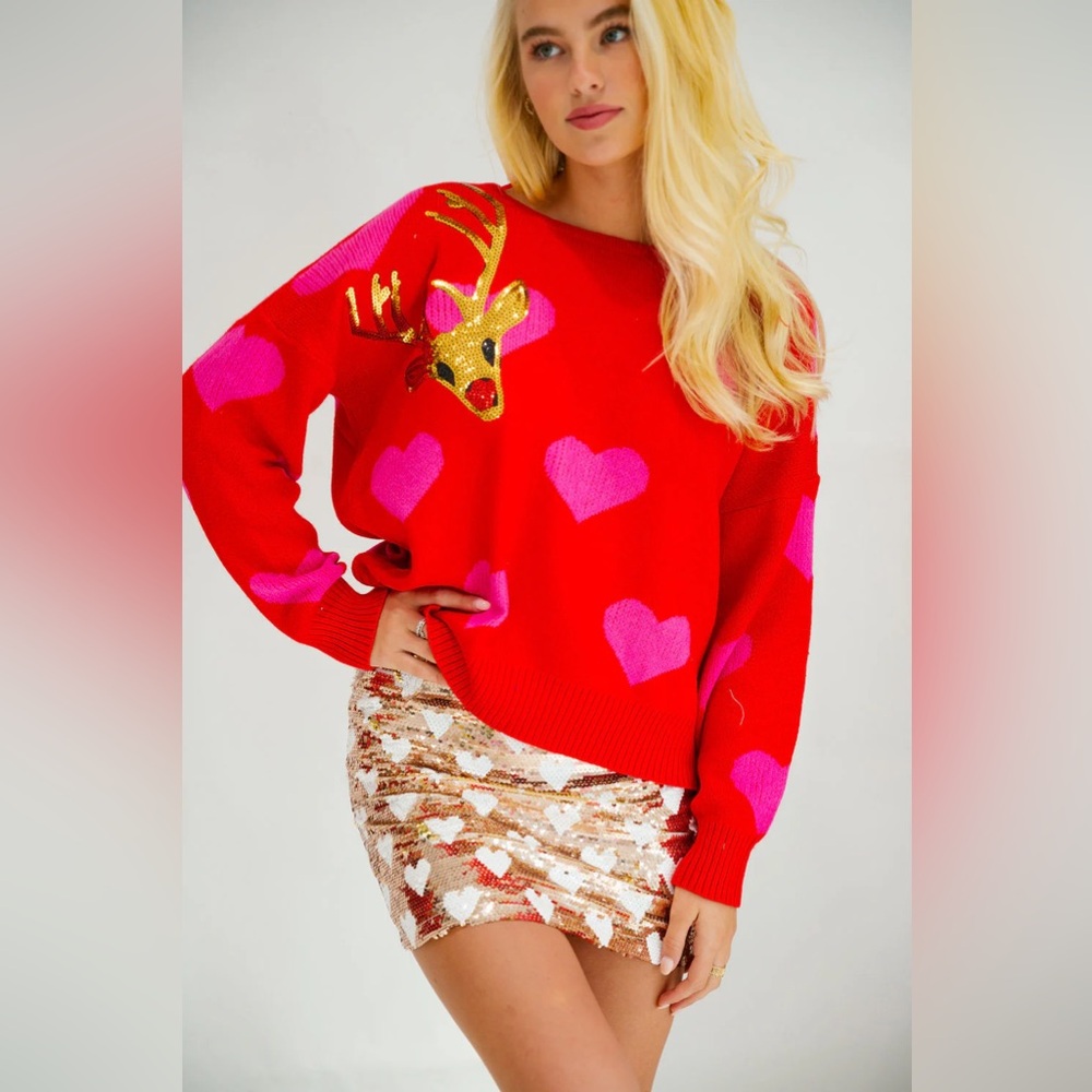 NWOT Judith March Christmas Rudolph Heart Sweater ❤️